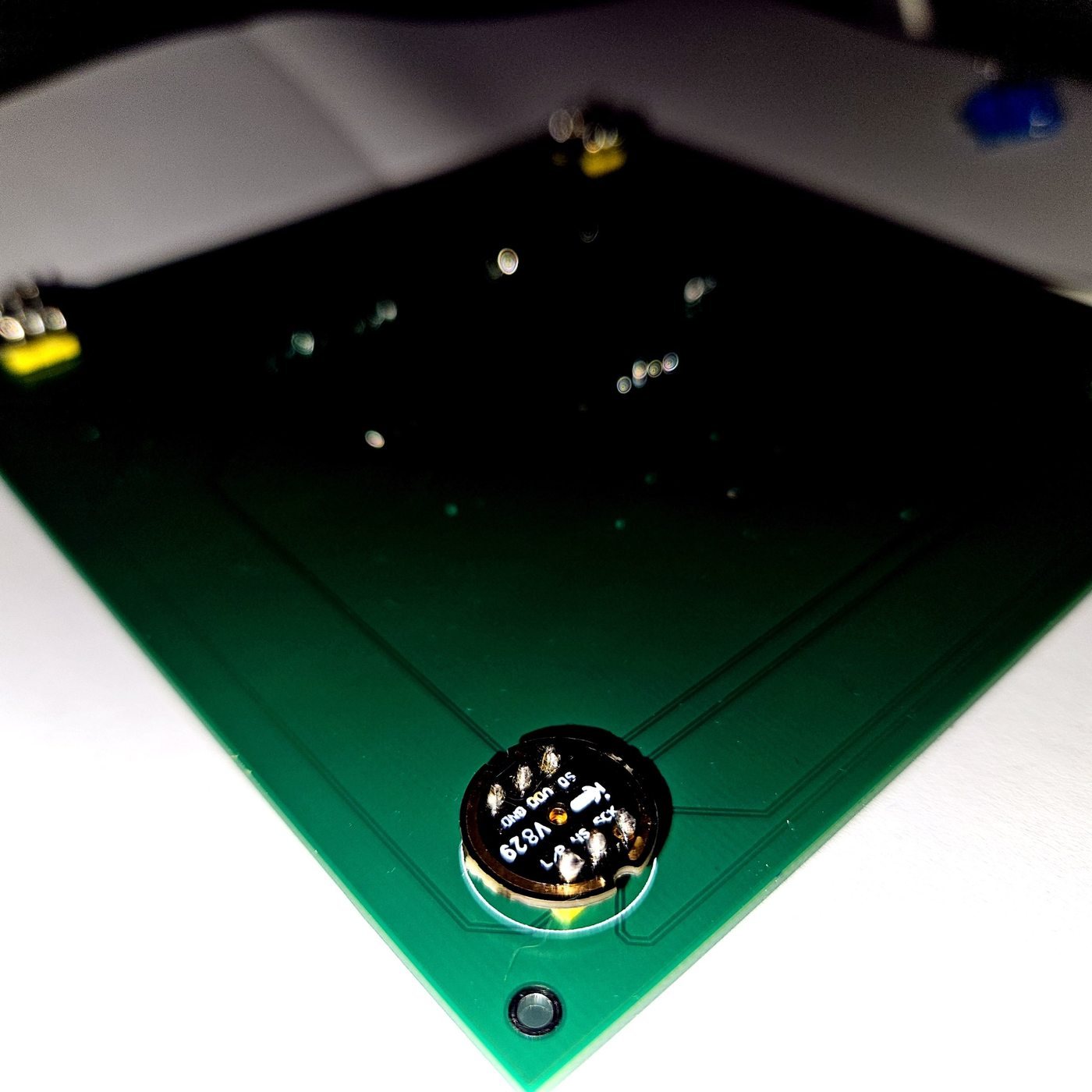 The custom four-microphone breakout board carrying the INMP441 microphones